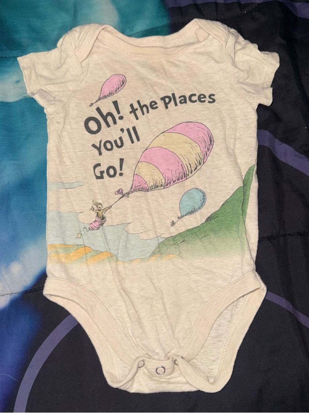 Oh! The Places You'll Go! Graphic Onesie - Cream Color - Size 3-6m